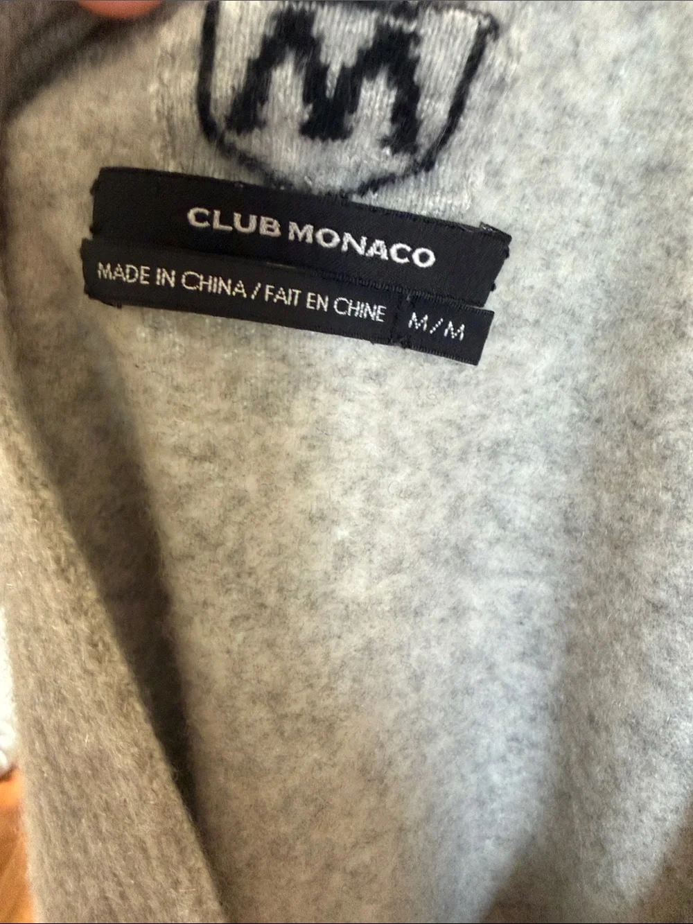Club Monaco Heather Gray V-Neck Ribbed Knit Sweater